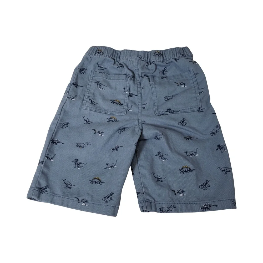 Free Planet Boys Blue Dinosaur Print Cotton Twill Shorts Size XL 7 Drawstring